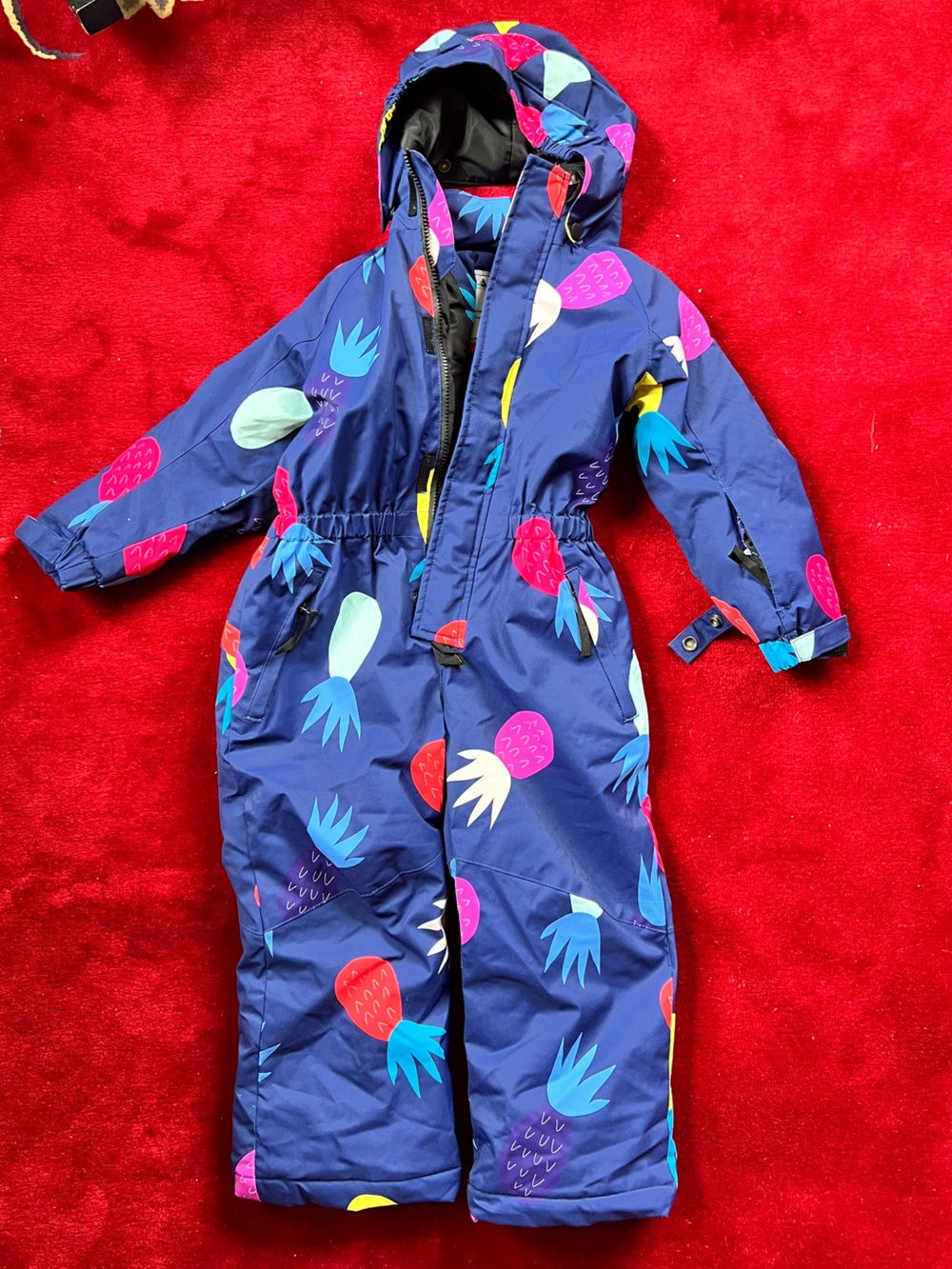 Kids Navy Blue Pineapple Print One-Piece Bodysuit Snowsuit